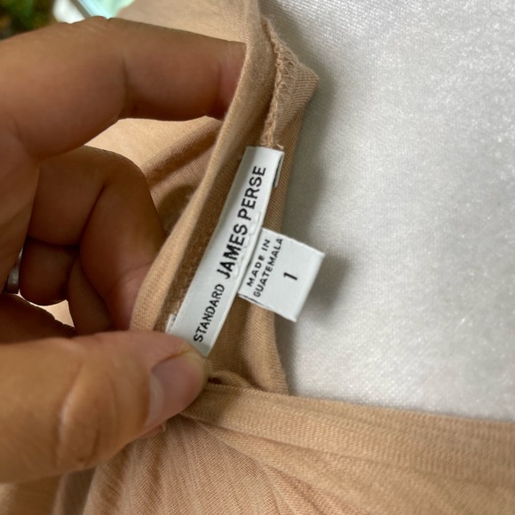 James Perse NWOT Tan Scoop Neck T-shirt Sz 1/S Minimalist Contemporary Chic - Picture 5 of 10